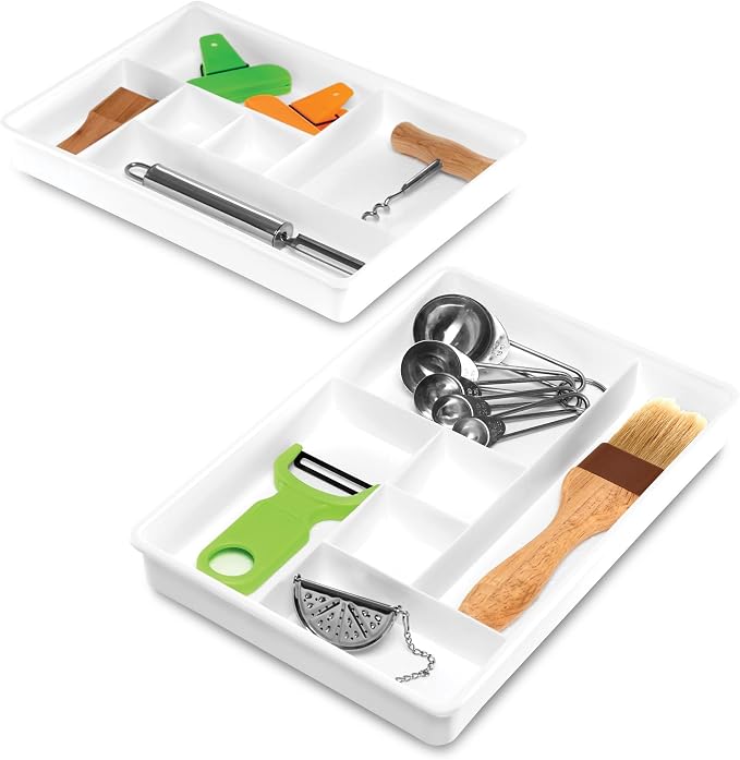 Madesmart Set of 2 Plastic 6-Compartment Drawer Organizer Gadget Trays - Image 5