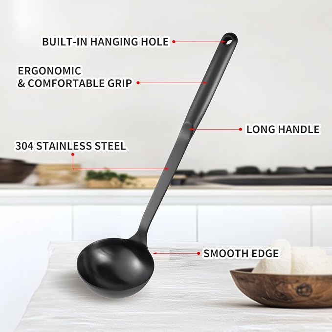 304 Stainless Steel Cooking Utensils Set, Include Skimmer, Soup Ladle, - Image 4