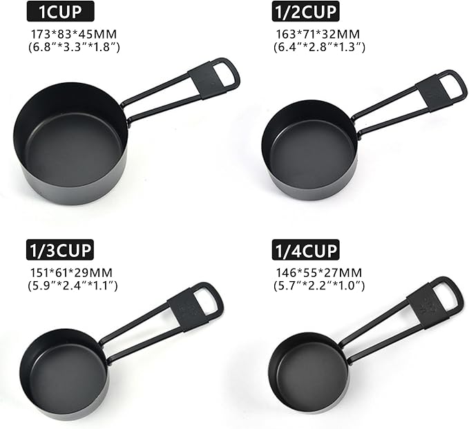 9PCS Black Stainless Steel Measuring Cups and Spoons Set, Heavy Duty Measuring - Image 6