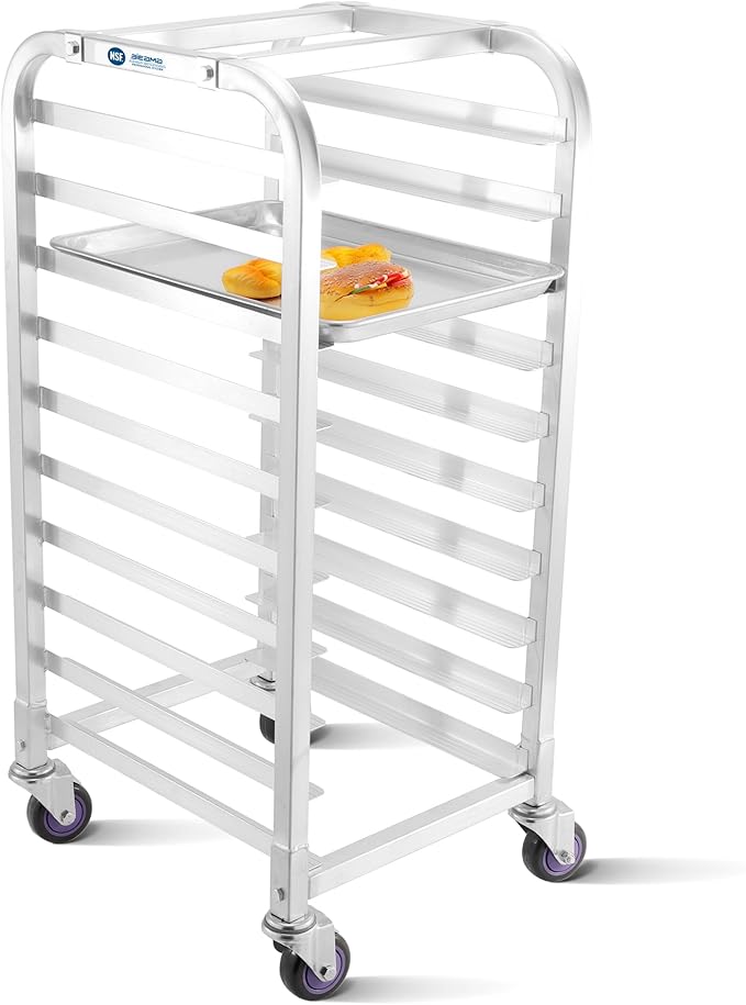 BIEAMA 10-Tier Half Sheet Pan Rack, NSF Bun Pan Rack, Aluminum Bakery Rack by BIEAMA
