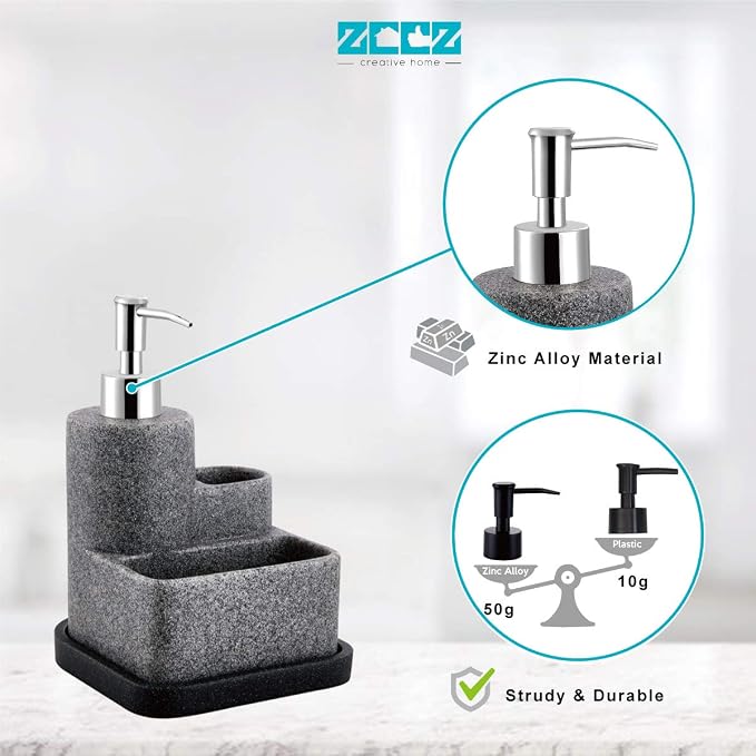 ZCCZ Black Soap Dispenser with Sponge Holder, Kitchen Soap Dispenser Pump - Image 6