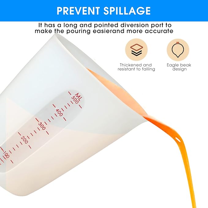 ZUYEE Silicone Measuring Cups Flexible Measure Cups Chocolate Melting Squeeze - Image 4