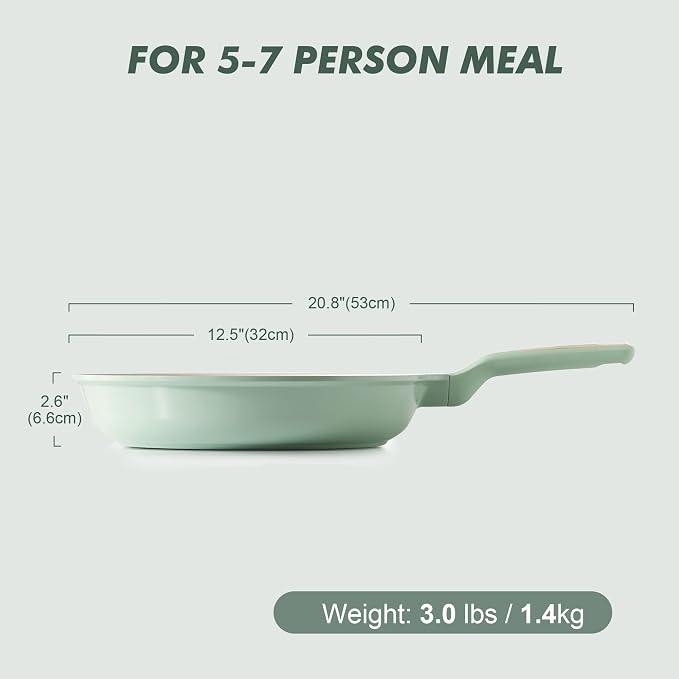SENSARTE Nonstick Ceramic Frying Pan 12.5-Inch, Healthy Non Toxic Skillet - Image 7