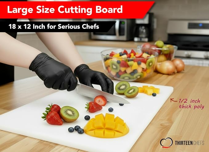 Commercial Grade Plastic Cutting Board 18 x 12 x 1/2 Thick High Density White - Image 2