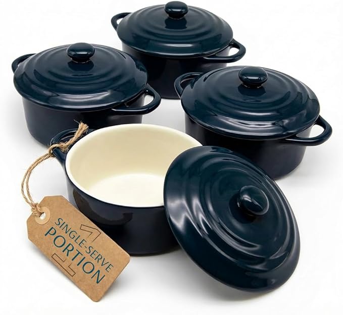 Kook Ceramic Mini Cocotte Set, Small Casserole Dishes by Kook