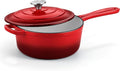 Homikit 3 Quart Saucepan with Lid, Enameled Cast Iron Sauce Pan, Enamel Cast by Homikit