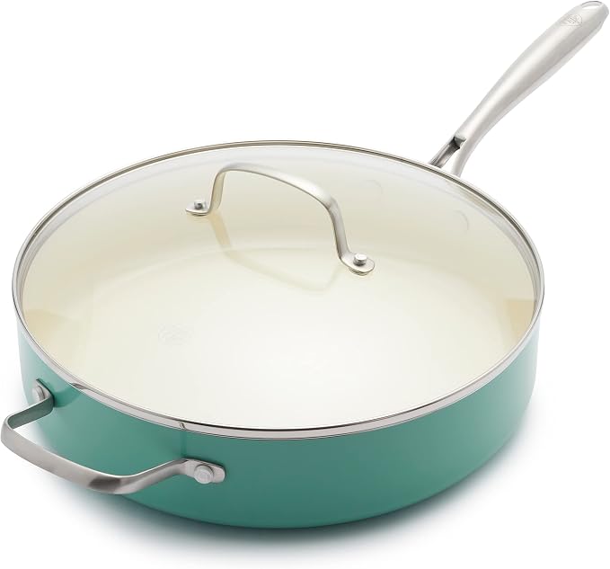 GreenLife Artisan Healthy Ceramic Nonstick, 5QT Saute Pan Jumbo Cooker by GreenLife