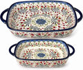 Hand-Painted Ceramic Baking Dish Set of 2