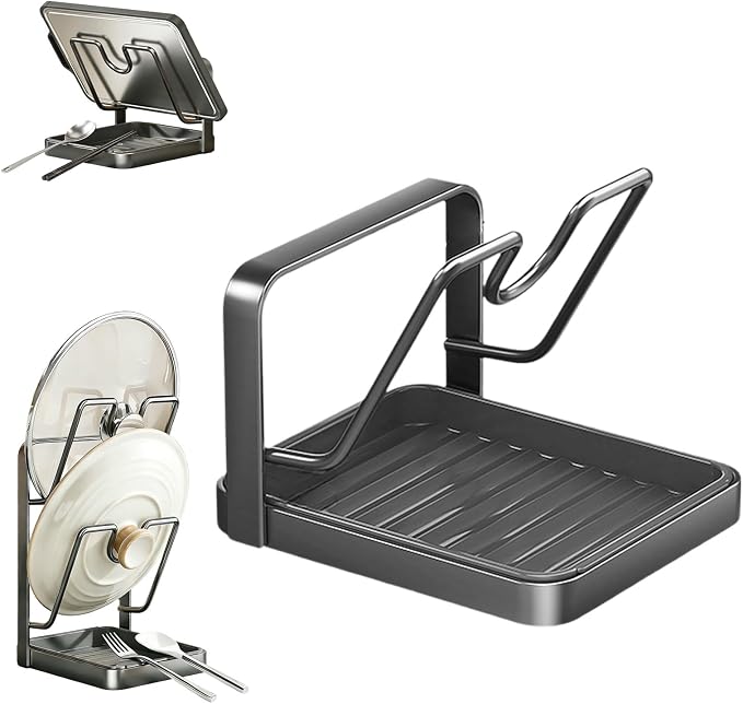 Kitchen Pot Lid Storage Rack, Stainless Steel Pot Lid Holder While Cooking by Unknown