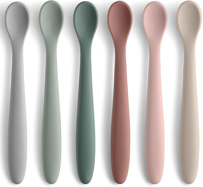 6-Piece Silicone Baby Feeding Spoons, First Stage Infant Spoons, Soft-Tip Easy by NETANY