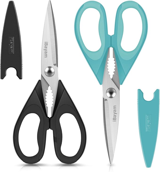 Small Kitchen Scissors 8-inch, iBayam 2 Pack Kitchen Shears All Purpose Meat by iBayamDirect