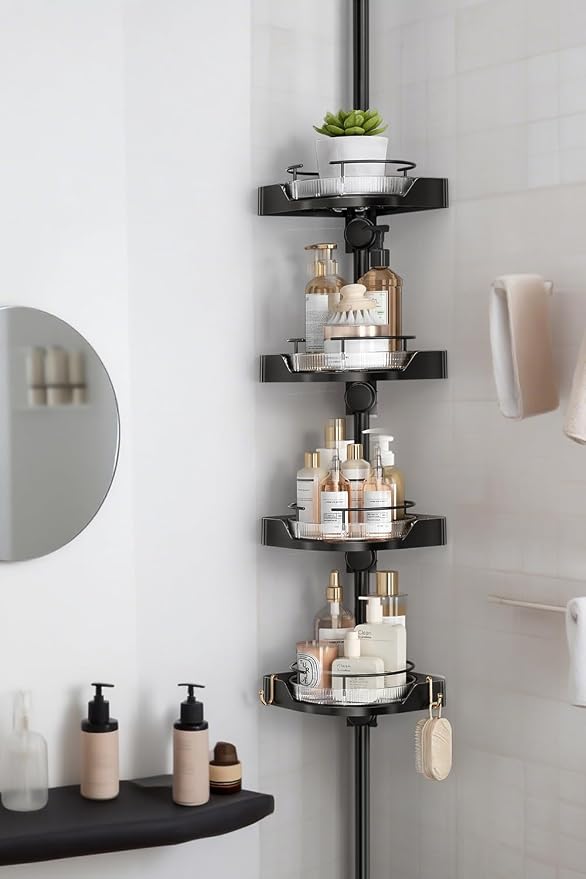 shuang qing 360° Rotating Corner Shower Caddy Tension Pole Organizer by SHUANGQING