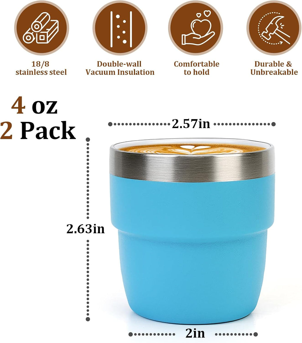 4 oz Espresso/Coffee Cups, Ceramic-Lined Double Wall Vacuum Insulated