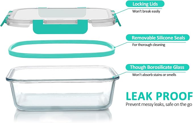 MCIRCO 8-Pack 30 oz Glass Meal Prep Containers - Image 3