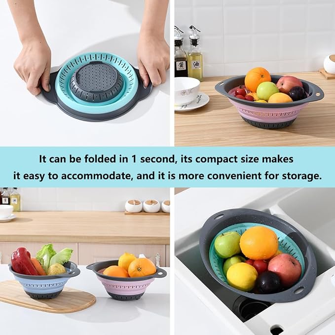 Collapsible Colander and Strainer, Silicone Strainer Colanders & Food Strainers - Image 3