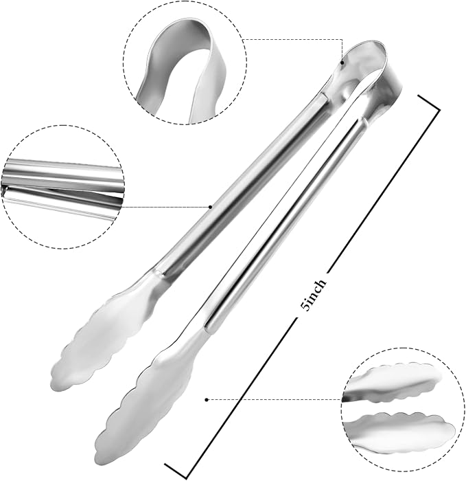 12 Pack Small Serving Tongs, XEVOM Stainless Steel Sugar Tongs Mini Appetizers - Image 2