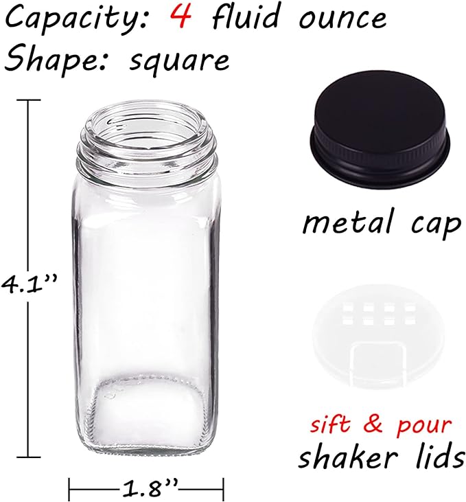 Churboro 25 Spice Jars with 547 Labels- Glass Spice Jars with Black Metal Caps - Image 3