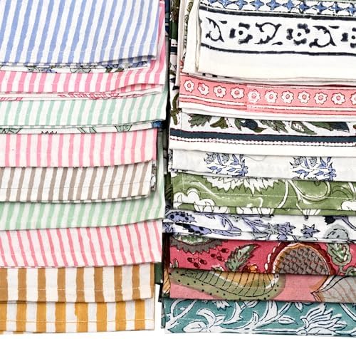 Ridhi Mix Hand Block Print Cotton Kitchen Towel Set of 6-16 x28 Ultra