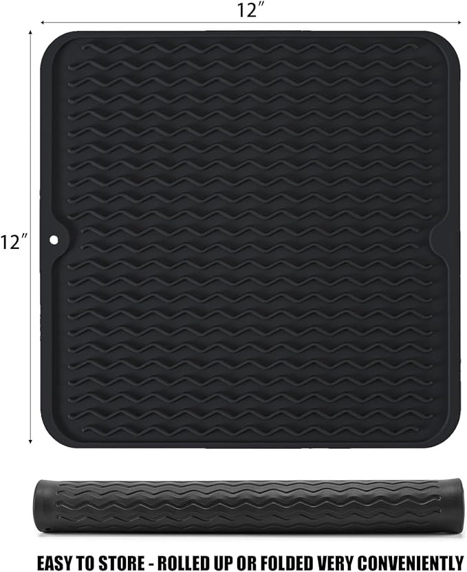 Silicone Dish Drying Mat, Non-Slip Easy Clean Sink Mat Large Heat-resistant - Image 2