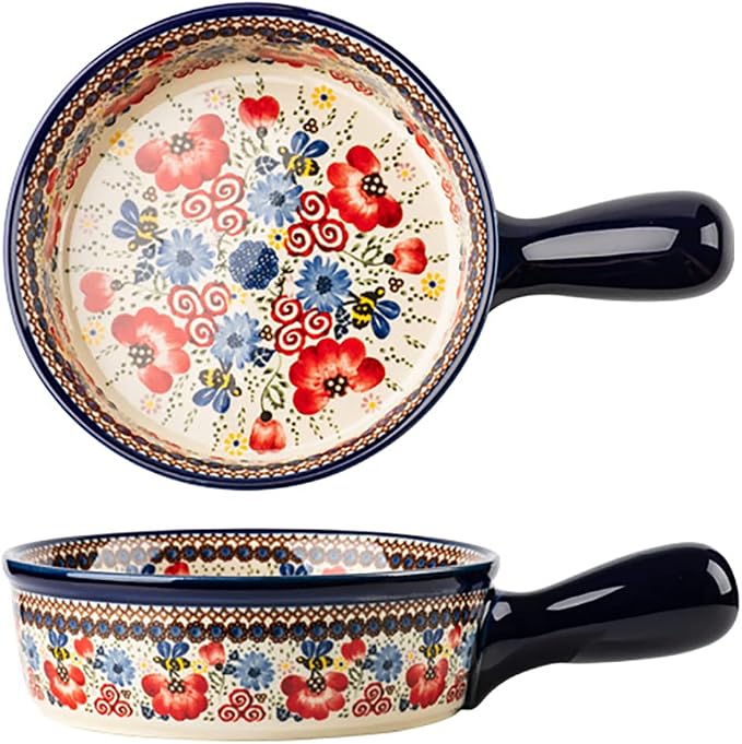 Vintage Flowers Style Ceramic Bakeware Casserole Dish Baking Pan Lasagna Pans by Bicuzat