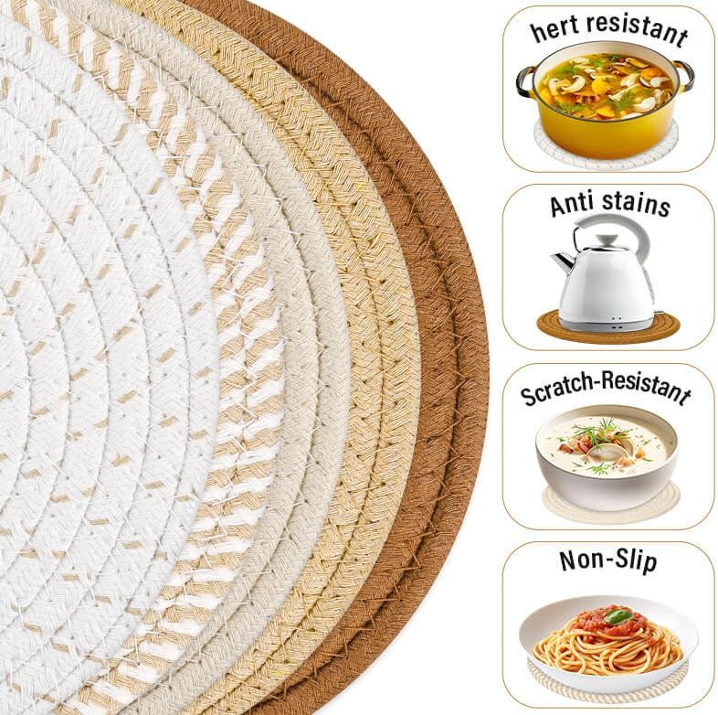 Tidponra Trivet Mats Set for Hot Dishes, 5 Heat Resistant Pot Holders