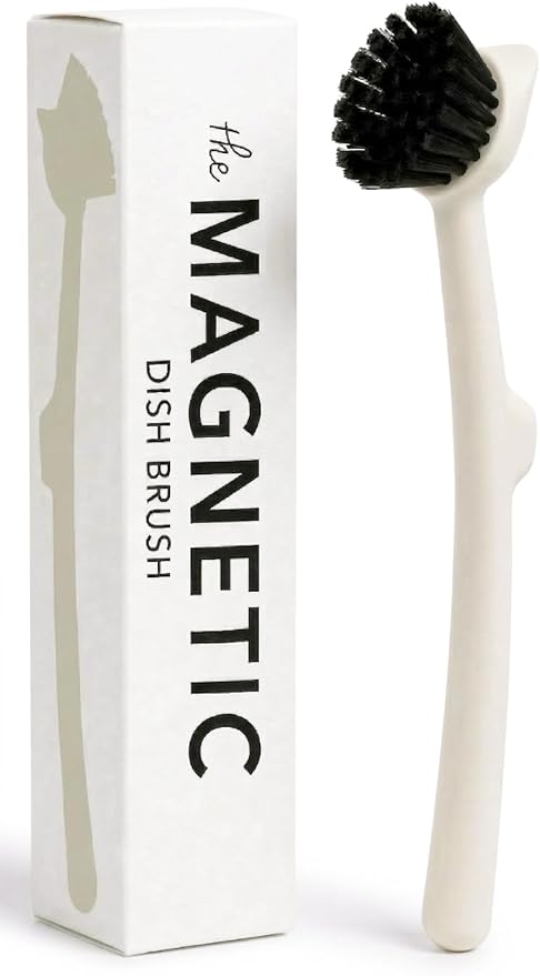 Earth & Mango Magnetic Dish Brush & Scraper, Snaps to Sink, Non-Scratch by Earth+%26+Mango