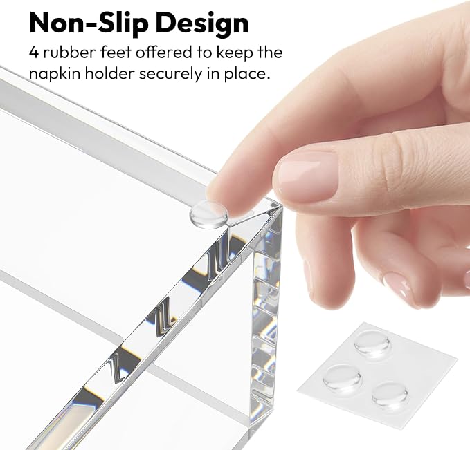 HIIMIEI Acrylic Napkin Holder for Table: Square Luncheon Napkin Tray, Flat - Image 6