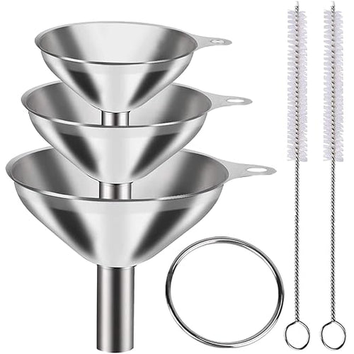 3-Piece Stainless Steel Kitchen Funnel Set by Unknown