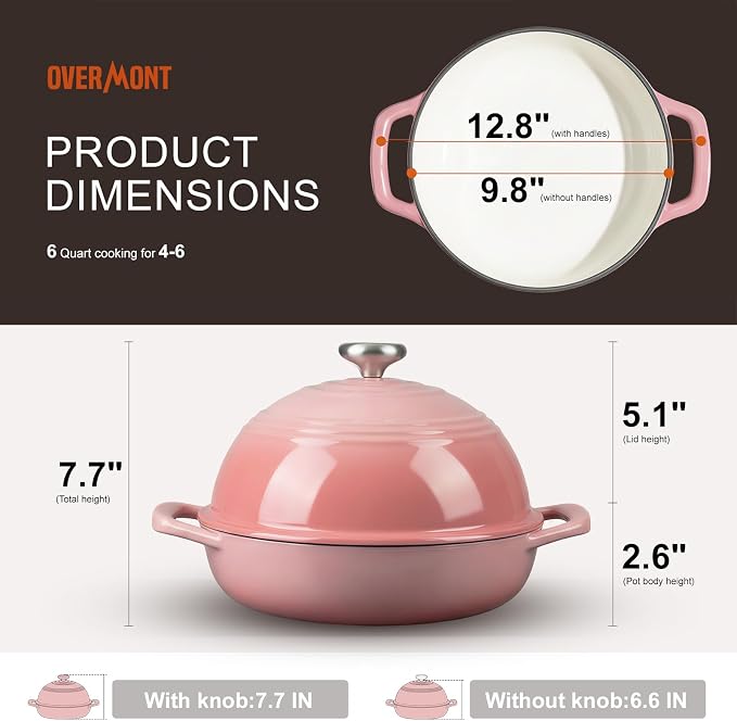 Overmont Enameled Cast Iron Bread Oven - 6QT Bread Dutch Oven - Image 5