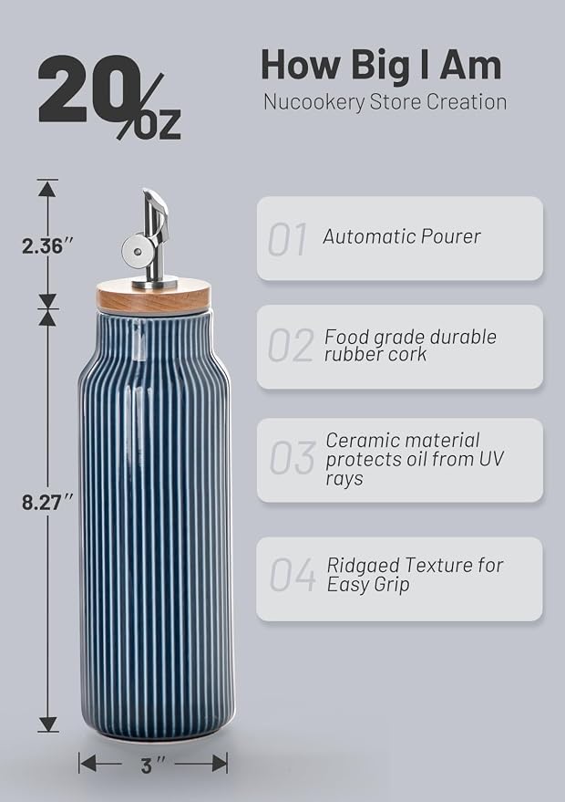 Nucookery 20oz Ceramic Olive Oil Dispenser Bottle - Image 2