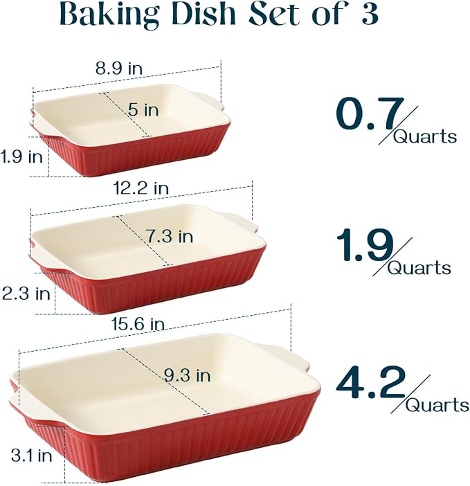 DOWAN Casserole Dishes for Oven, 135 oz Capacity - Image 2