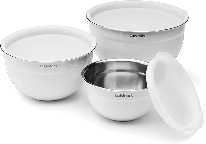 Cuisinart CTG-00-SMBW White Painted Stainless Steel Mixing Bowls by Cuisinart