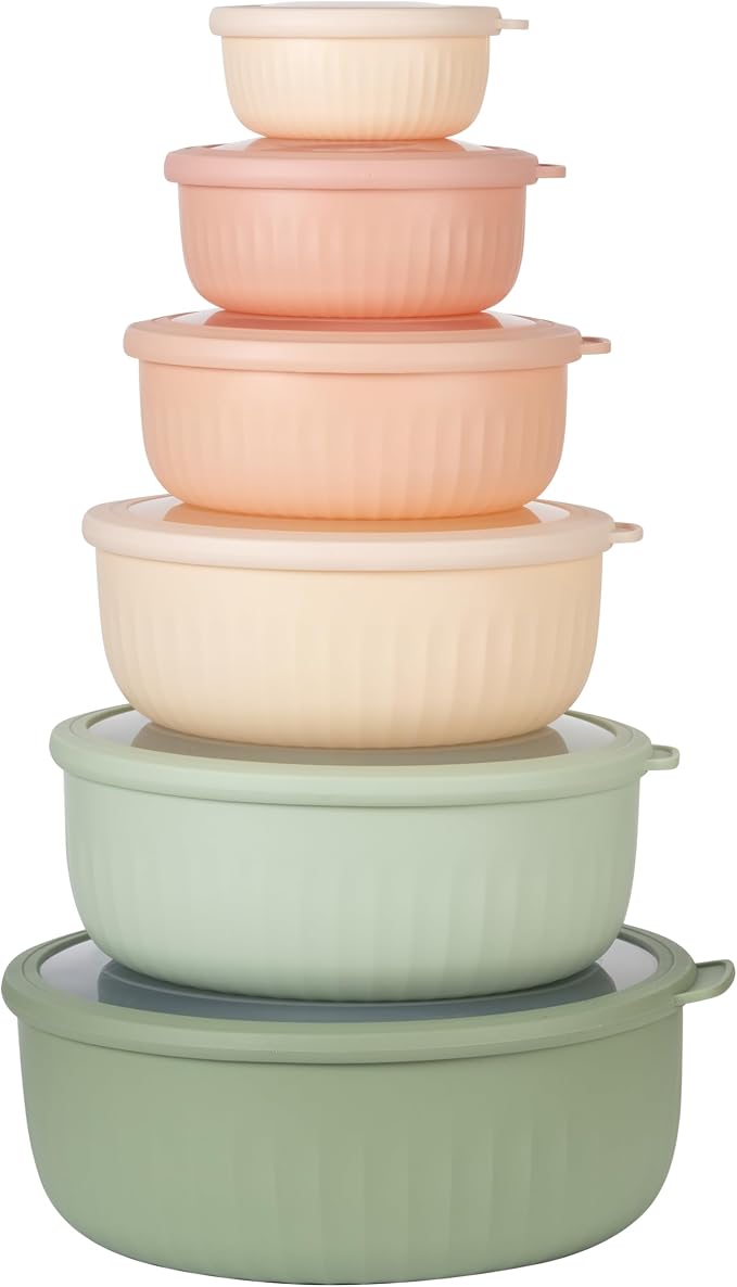 COOK WITH COLOR Prep Bowls with Lids- Wide and Deep Nesting Plastic Small by CookwithColor