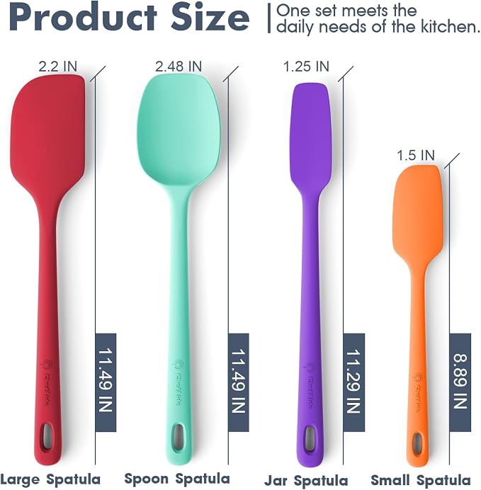 ChefAide 4 Pieces Silicone Spatula Set, Food Grade Rubber Spatula, Upgrade - Image 2