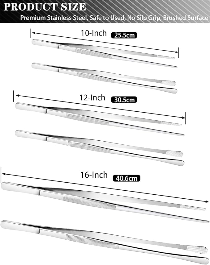 JETKONG 2 Pcs 16'' Tweezer Tongs, Extra Large Food Tweezers, Extra Long Kitchen - Image 3