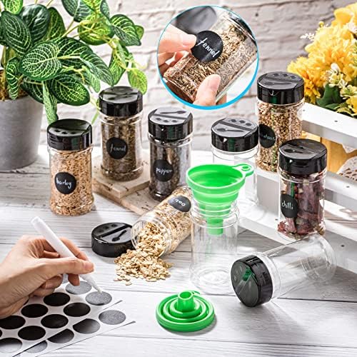 Mimorou 48 Pcs 7 oz Clear Plastic Spice Jars with Shaker Lids and