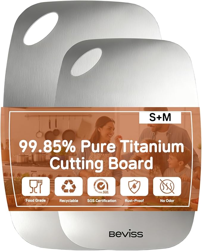 Real 100% Pure Titanium Cutting Board Non-Toxic Set of 2 by HOME