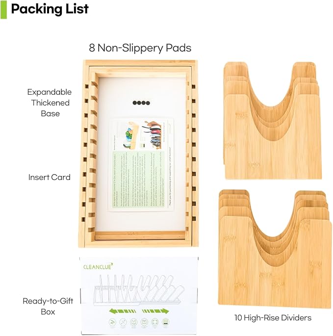 Pots and Pans Organizer under Cabinet, Bamboo Expandable Bakeware and Cutting - Image 9