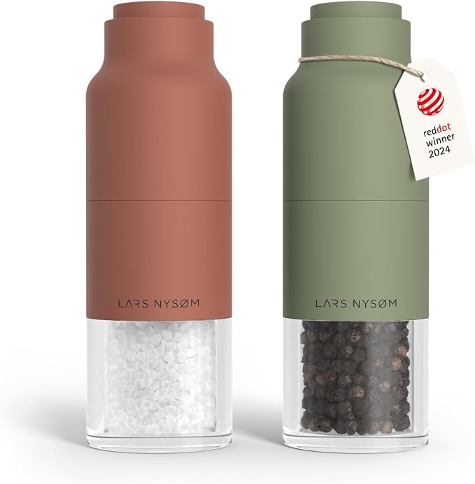 LARS NYSØM Salt and Pepper Grinder Set, Stainless Steel Manual Salt and Pepper by LN