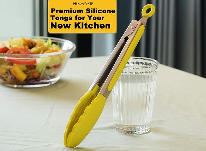 HINMAY Silicone Tipped Tongs 9-Inch Kitchen Cooking Tongs - Image 5