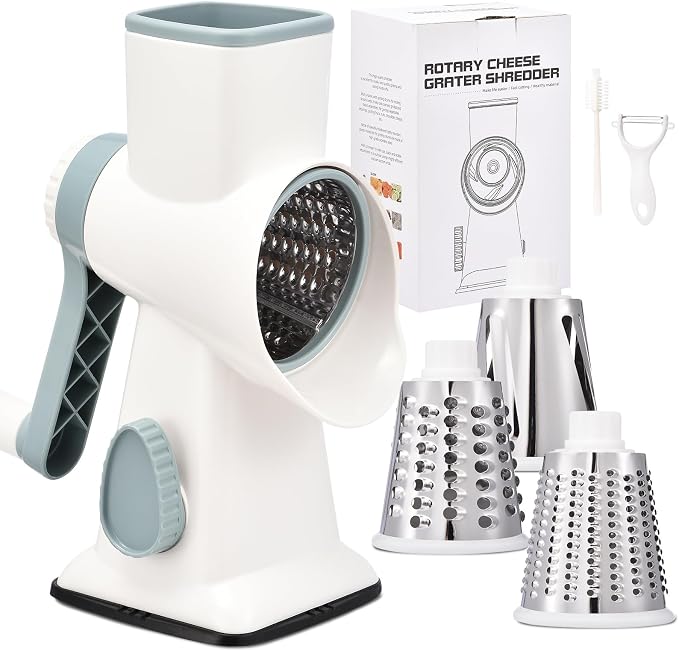 Rotary Cheese Grater with Handle Kitchen Shredder Slicer Grater Slicer Ice by Ziweaye