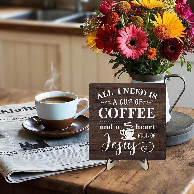 Coffee Bar Sign Plaque Decor-A Heart Full of Jesus, Cafe Bar Accessories - Image 5