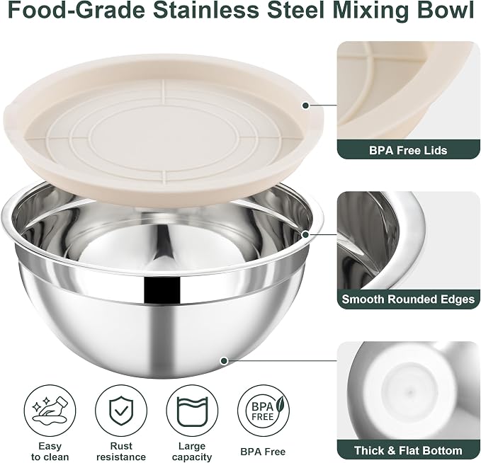 5 Piece Stainless Steel Mixing Bowls - Image 3