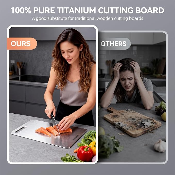 Titanium Cutting Boards, 100% Pure Titanium Kitchen Cutting Board, Double-Sided - Image 3