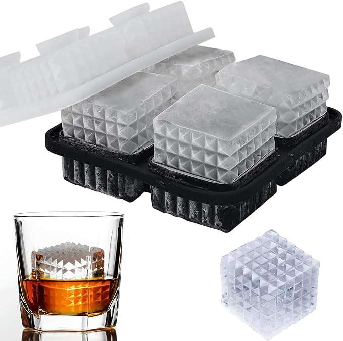 2-Inch Whiskey Ice Cubes Mold, Silicone Ice Cube Trays by Aibirui