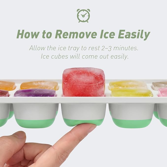 ChefAide Ice Cube Tray with Lid, 2 Packs 28 Cubes Durable Stackable Ice Cube - Image 2