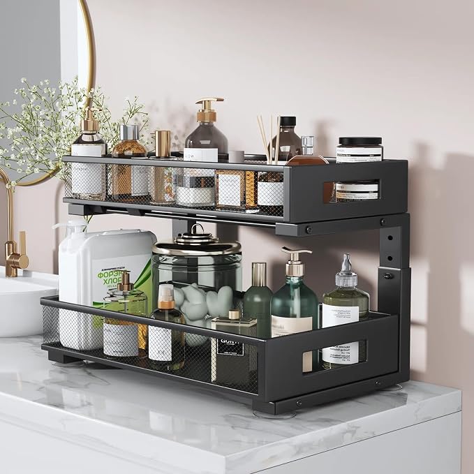 1 Pack 19IN Depth Under Sink Organizer, 2-Tier Pull Out Cabinet Organizer - Image 5