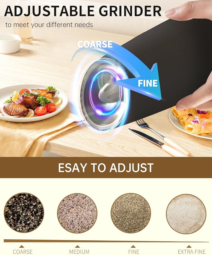CIRCLE JOY Rechargeable Electric Salt and Pepper Grinder Set Gravity Salt and - Image 4