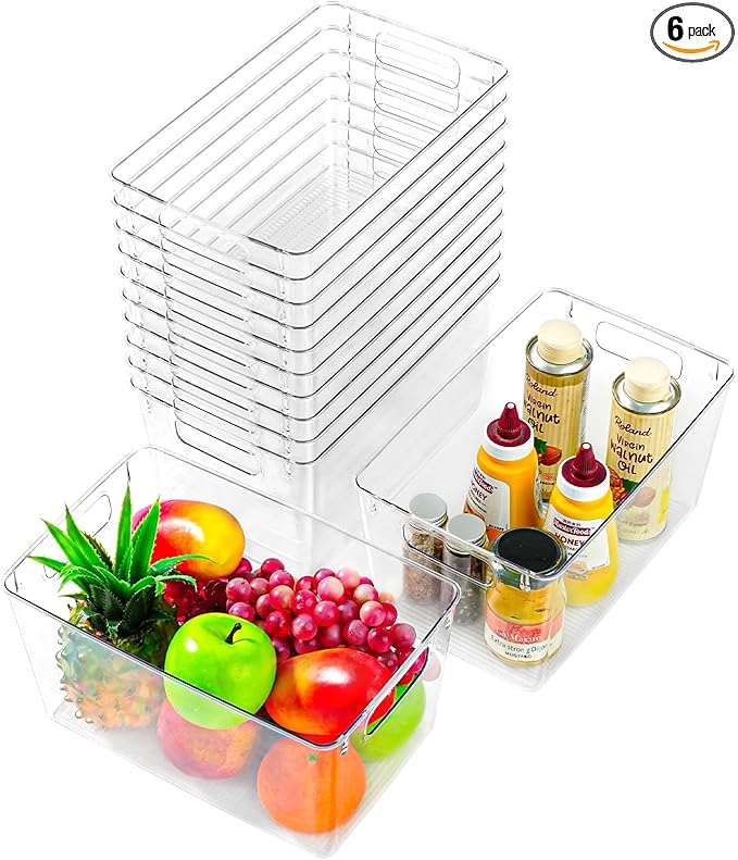 Freebat 12 Pack Large Clear Plastic Storage Bins, Plastic Containers by Freebat