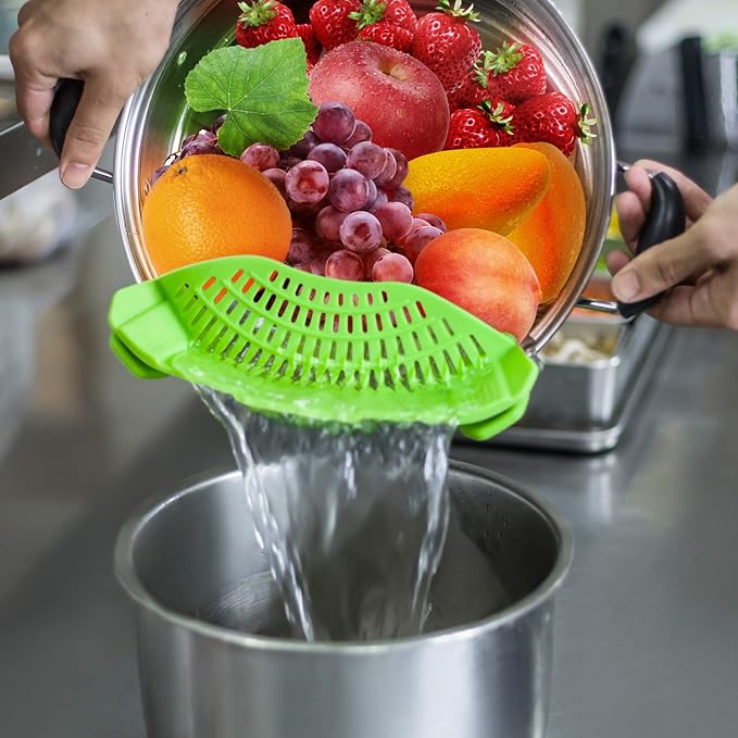 Clip On Strainer Silicone Pots and Pans, AUOON Pasta Strainer Clip on Food - Image 3